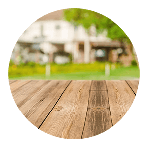 closeup of the edge of a wooden deck